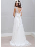 Fashion Ivory Full Lace Cap Sleeves V Back Airy Wedding Dress